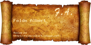 Felde Albert névjegykártya